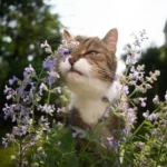 Cat smelling catnip