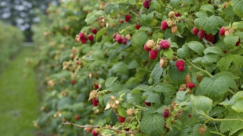 Raspberry bushes