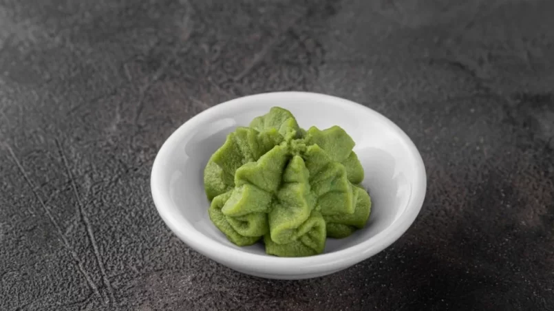 White ceramic bowl with a wasabi