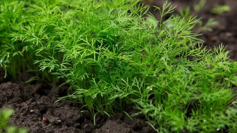 Dill in soil