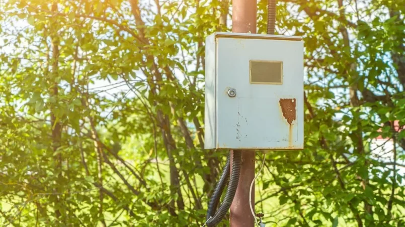 Electrical box near garden