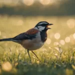 Bird eating grass seeds