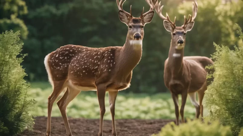 Deers in garden