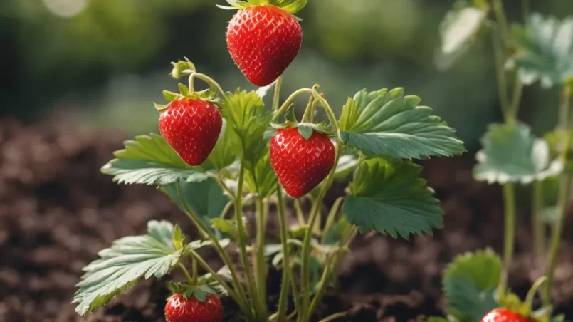 Strawberry plant in garden