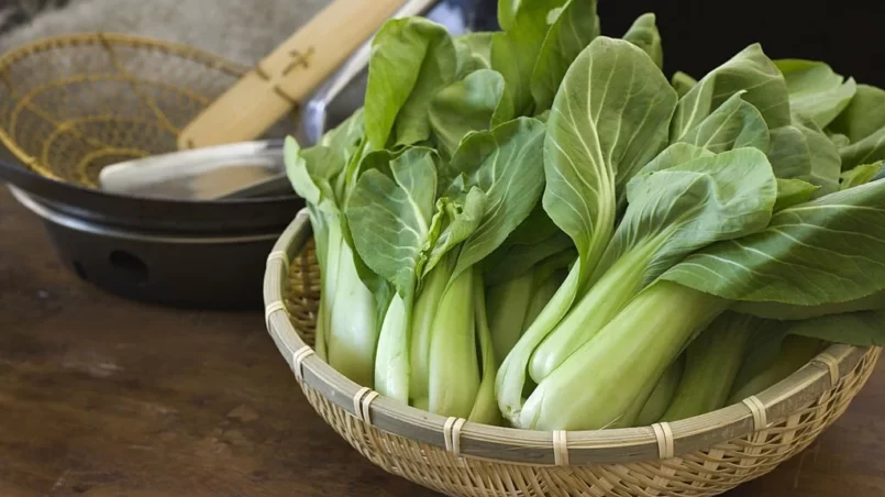 basket of baby bok choy