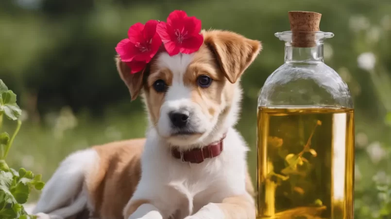 dog near geranium oil