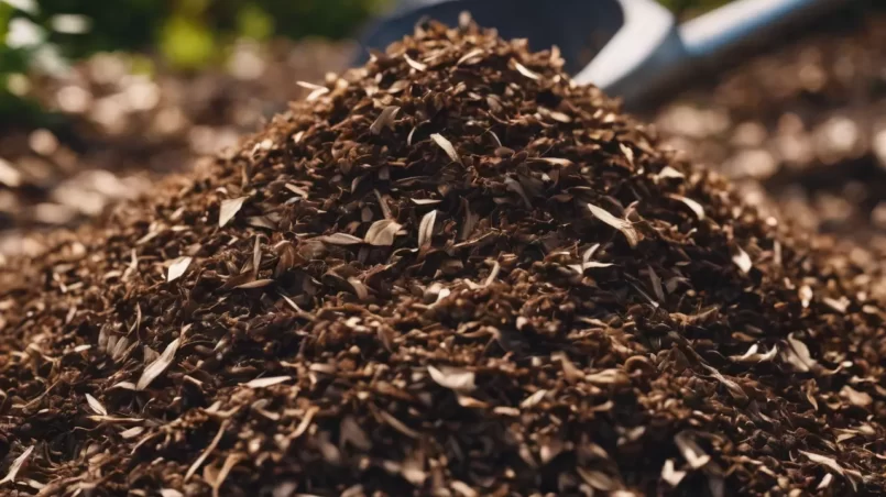 old mulch in garden