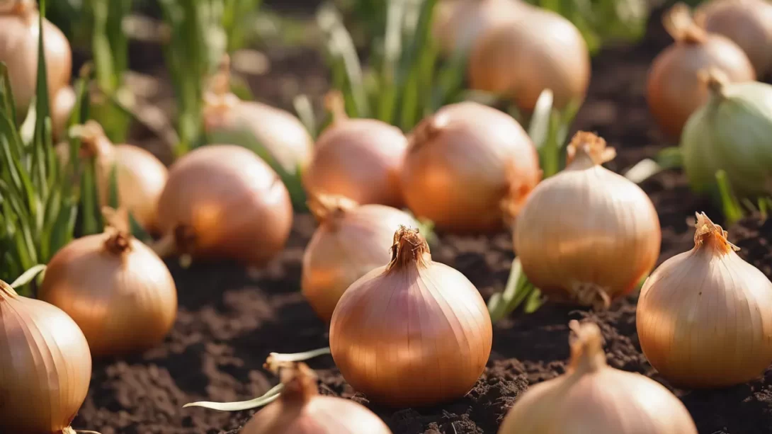 Onions in garden
