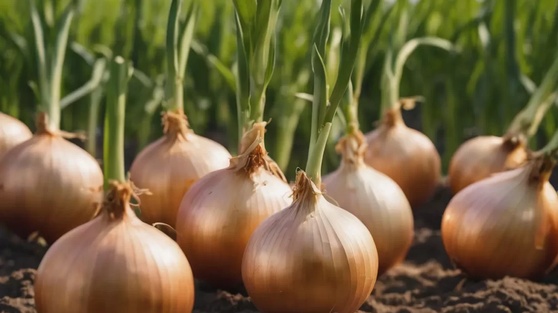 Onions on soil