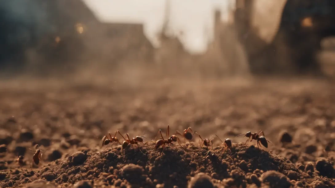 ants on dirt