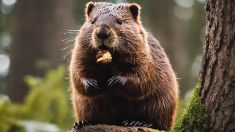 beaver eating tree