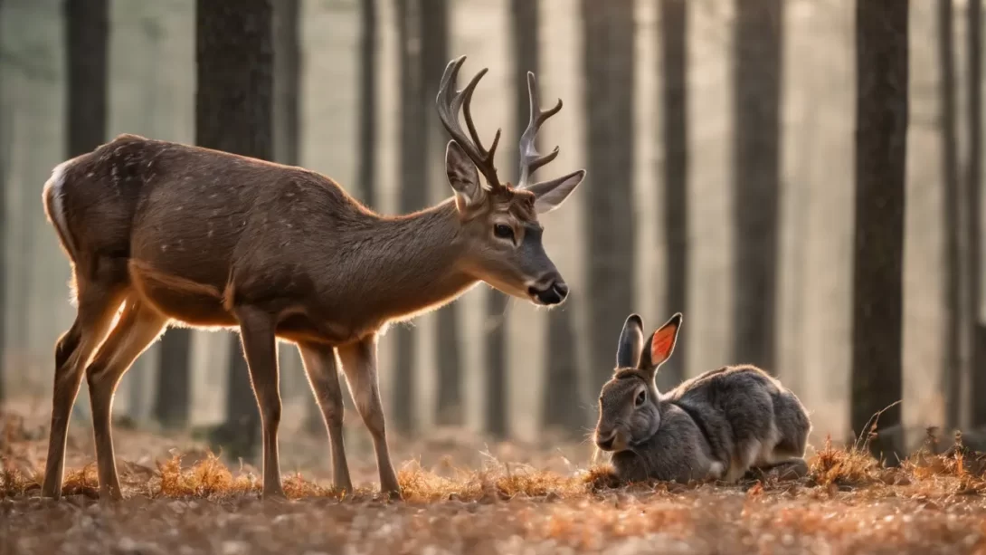 deer near rabbit