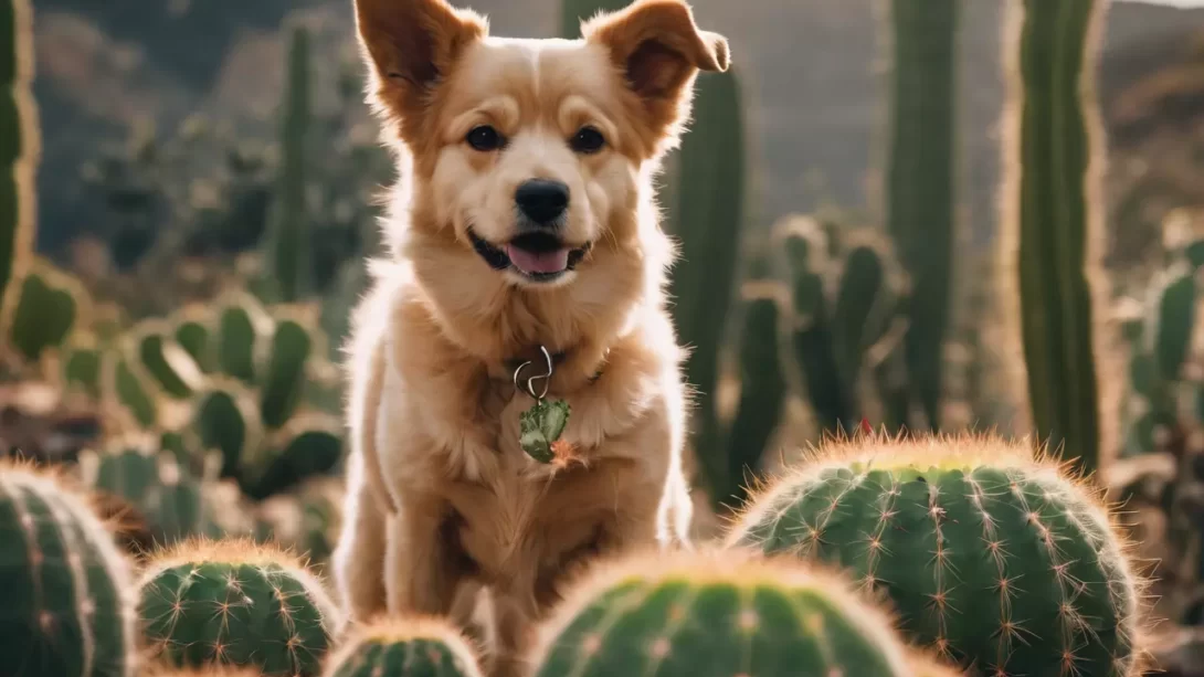 dog near cactus