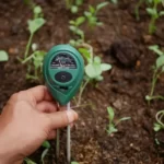 gardener using soil meter