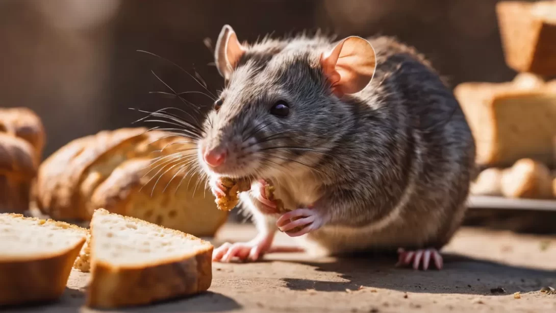 rat eating bread