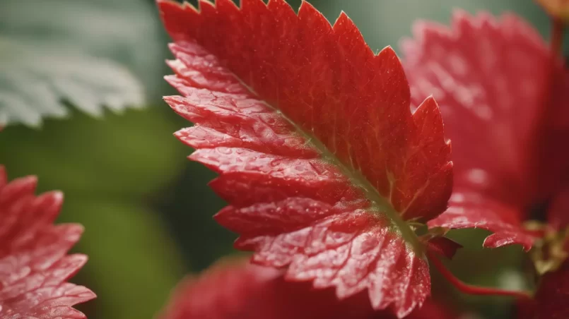 red strawberry plant leaves