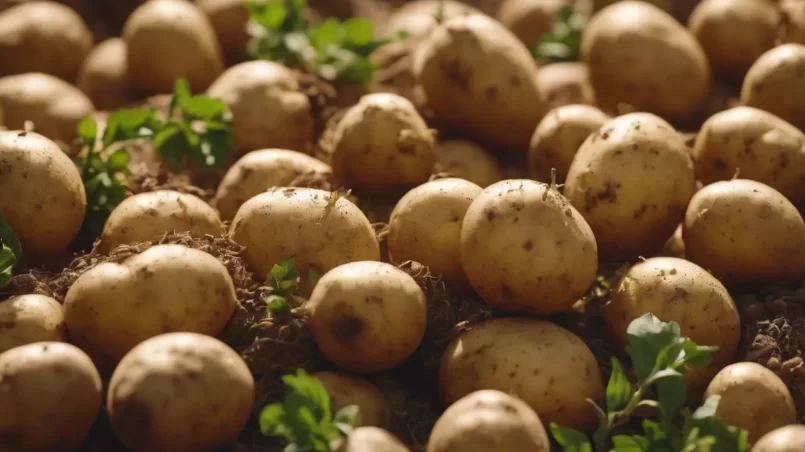 seedlings of potatoes with sprouts