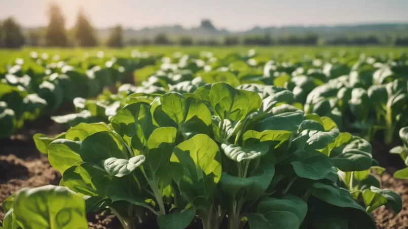 spinach growing in vegetable garden