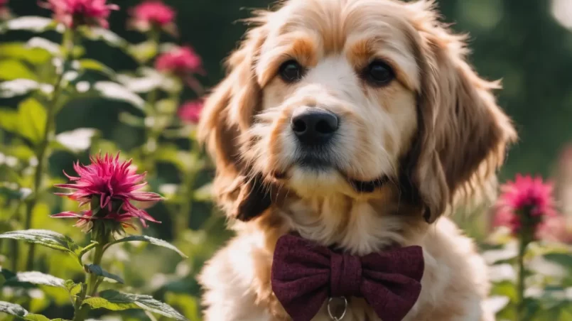 Bee Balm plant and dog