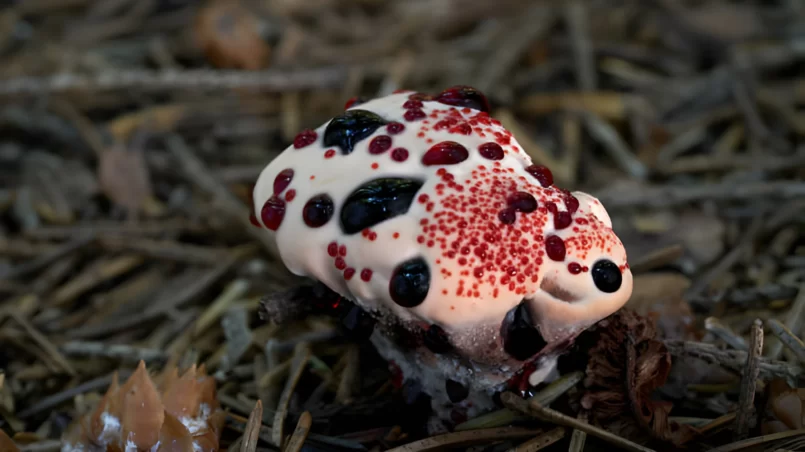 Bleeding tooth fungus (Hydnellum peckii) or Devil's Tooth