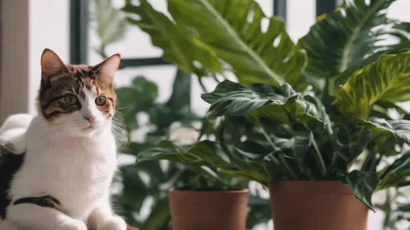 Calathea and cat