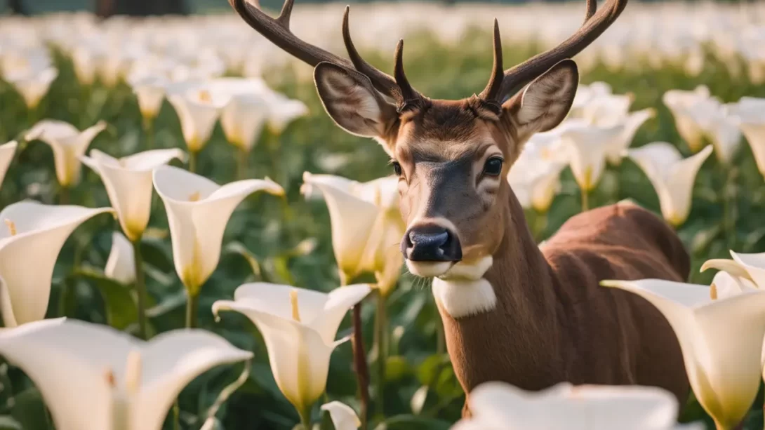 Calla Lilies and deer