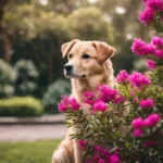 Crepe myrtle and dog