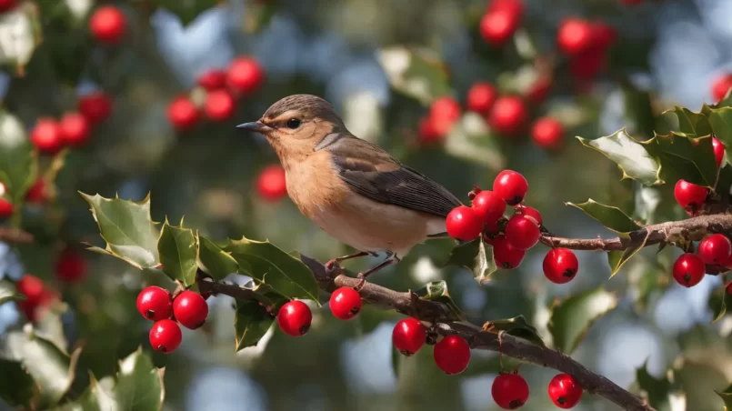 Holly Berries and bird