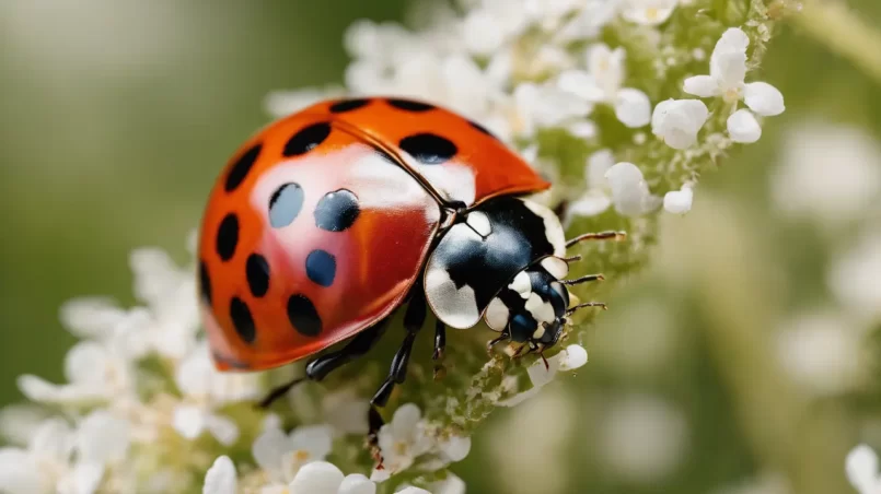 Ladybug and mealybugs