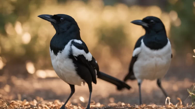 Magpies in yard