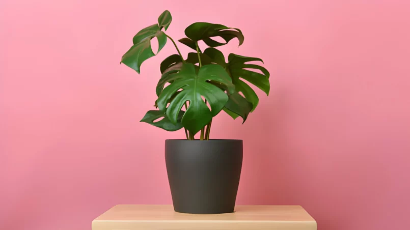 Monstera in black pot