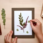 Woman making decoration with dried pressed flowers