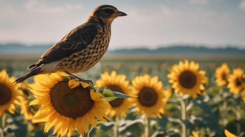 bird on sunflower