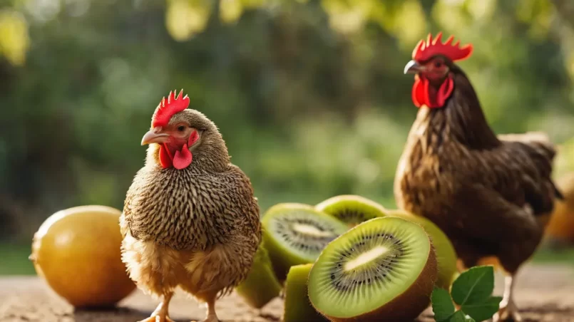 chickens and kiwi fruit