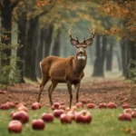 deer and apples