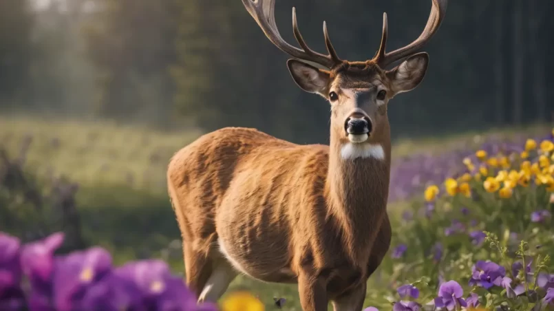 deer and pansies