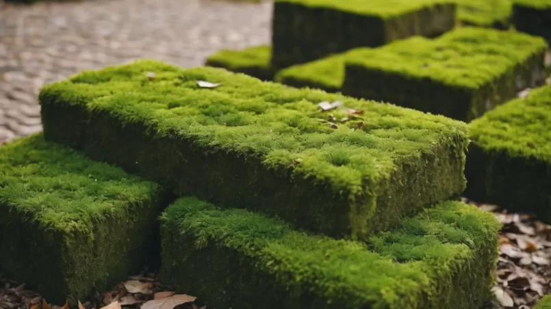 mossy stone bricks in garden