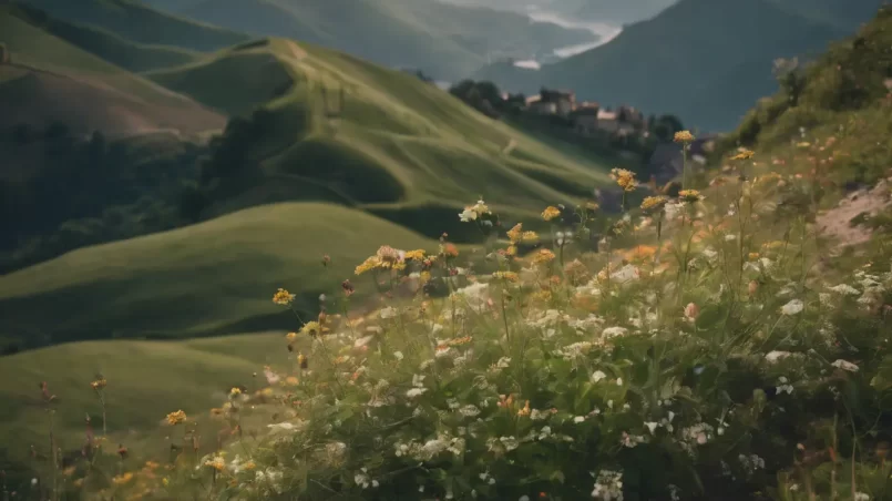 plants and flowers on a steep hill