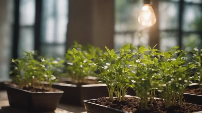 potted seedlings at home