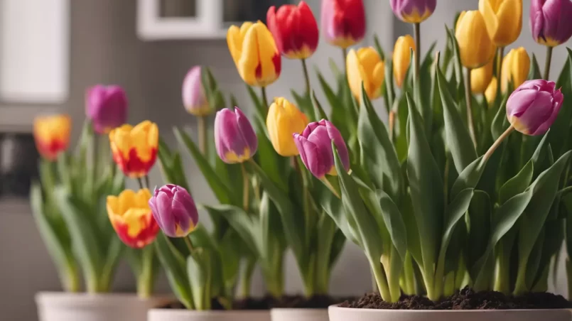 potted tulips