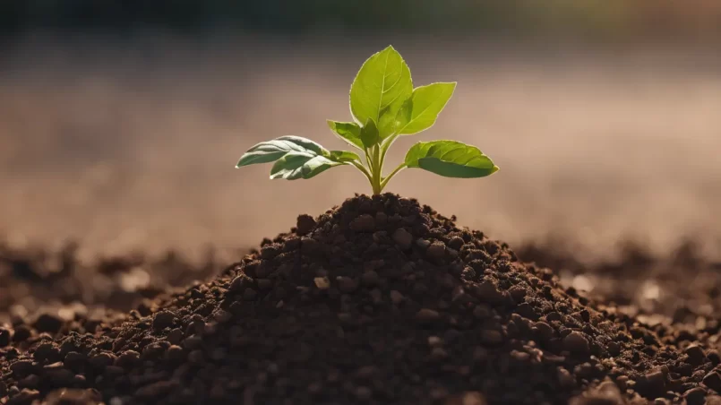 sprout in potting soil