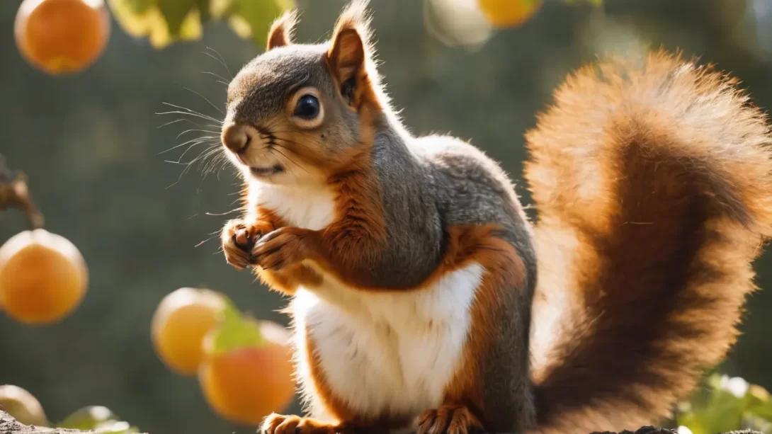 squirrel near fruit tree