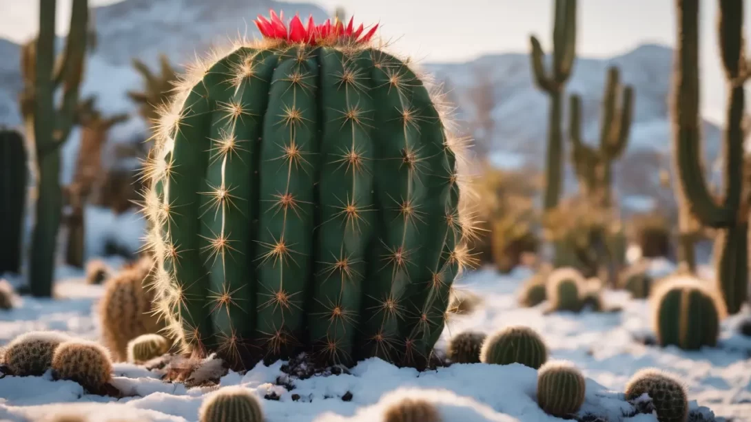 cactus in garden on winter