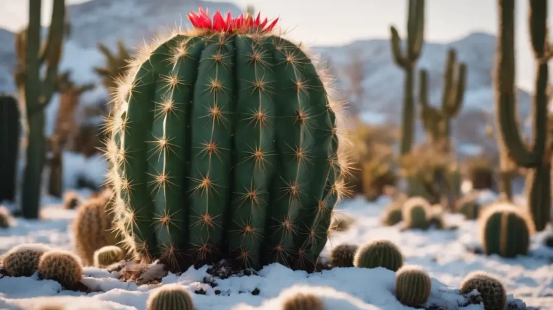 cactus in garden on winter