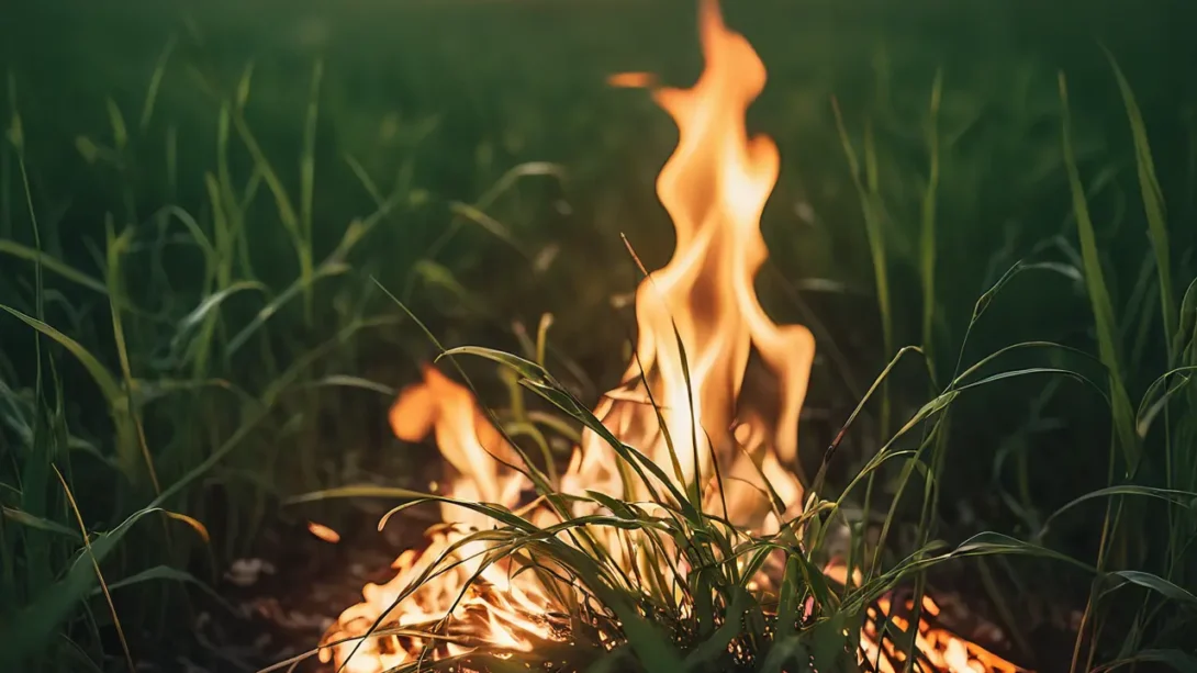 burning grass